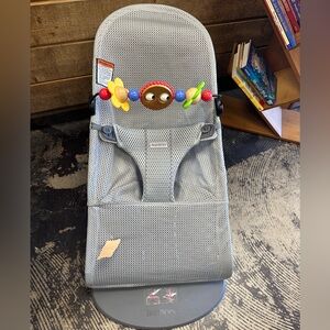 Like new BabyBjorn bouncer balance soft grey mesh. With toy bar